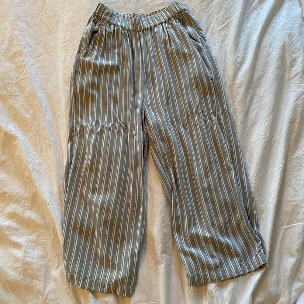 Blue and white trousers